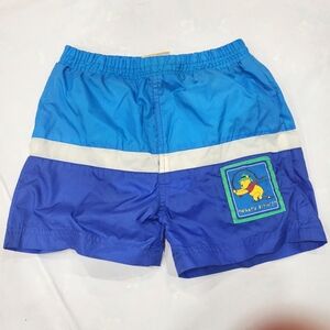 Disney Winnie The Pooh Boy Size 2T Blue Coloblock Swim Trunks with Patch Shorts